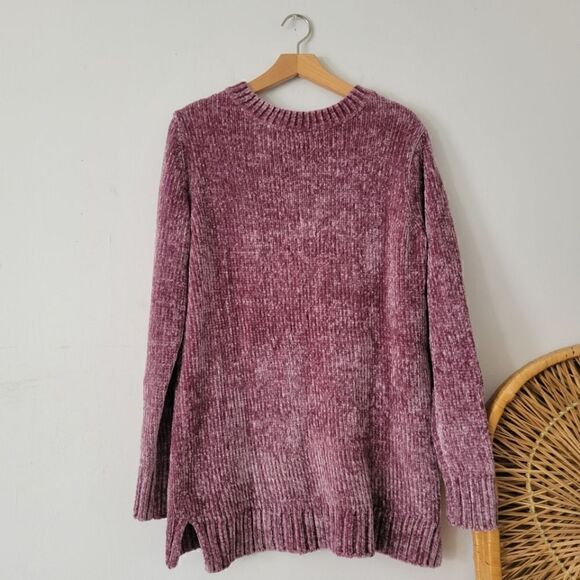 Orvis Chenille Purple Sweater L V-neck - Picture 6 of 6